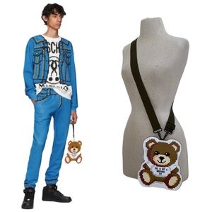 Moschino Runway Collectible The Sims Pixel Teddy Bear Clutch Pouch Crossbody Bag